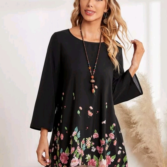 Boho Floral Tunic Blouse - Picture 4 of 4